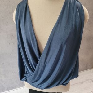 Free People Blue Sleeveless Drape Bodysuit